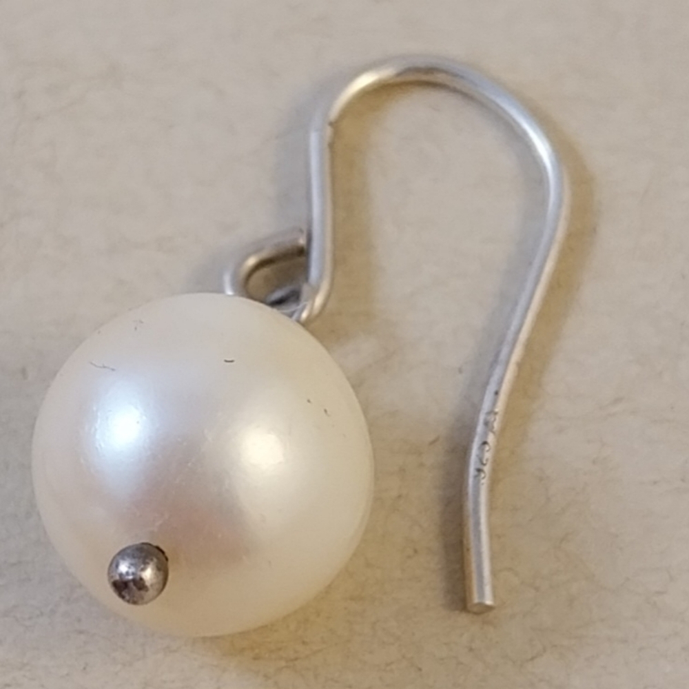 Sterling Silver Freshwater Pearl Drop Earrings - Picture 6 of 12